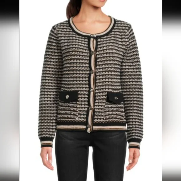 Nanette Lepore Tweed Cardigan L - Picture 2 of 14